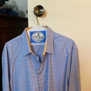 Trunk Club custom plaid dress shirt w/ coordinating placard, collar and cuffs
